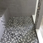 12×24 inch tile with octagone waterfall accent tile