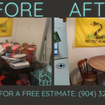 Before and after cleaning of a dining room!
