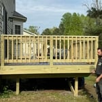 This is a image of a deck being built