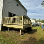 This is a image of a deck being built