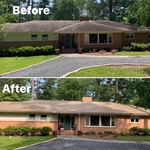 This is a before and after of a roof wash