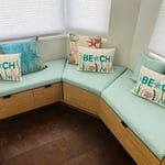 Made to measure Sunbrella cushions on a breakfast nook.