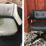 Fully Refurbished swivel chair from the 70’s in charcoal leather.