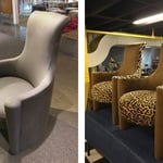 Reupholstered chairs from the 60’s in cheetah velvet. Custom job with design assessment.