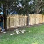 6’ dog ear privacy fence with three gates