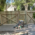 6’ dog ear privacy fence with three gates