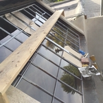Doing some masonry repairs.