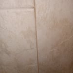Shower wall before cleaning the mildew