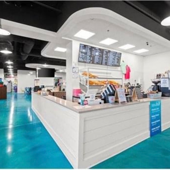 Calypso Food Court, Reflector Epoxy Concrete Floors, DecorCrete Designer.(850) 348-7280