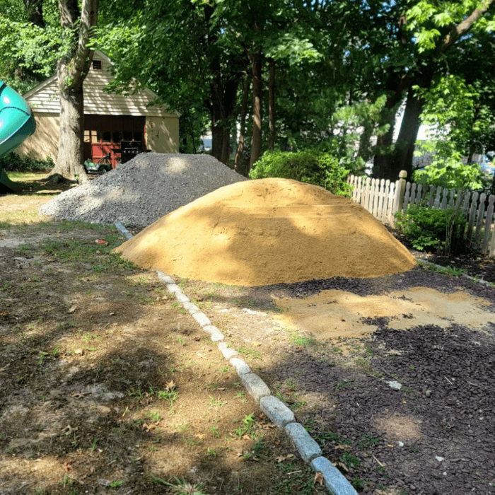 Nicolock Paver Patio with Radial Firepit Pad and Walkway Plus Concrete Pad for Spa