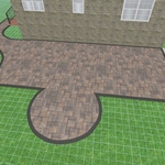 Nicolock Paver Patio with Radial Firepit Pad and Walkway Plus Concrete Pad for Spa