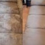 Couch deep steam cleaning. Before and after