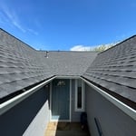 Beautiful double valley shot of the GAF Timberline HDZ Charcoal shingles