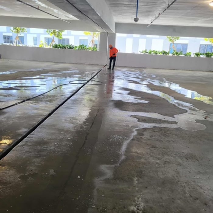 Pressure Washing Parking Garage
