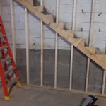 Beginning of the stringer and wall frame to new steps
