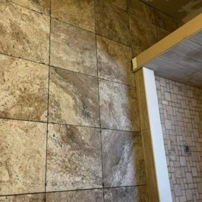 Floor tiled and grouted