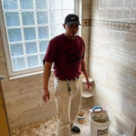 Tiling walls, floor and grouting