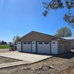 Finished building and driveway