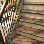 Stairs stained and new spindles