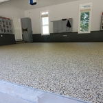 Pearl pebble epoxy garage floor.