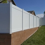 6' White Privacy Fence on Block