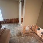 All drywall insulation and carpet was removed. Everything was wiped down with a antimicrobial cleaning solution