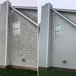 A before and after of a house wash