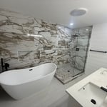 Free standing tub install and shower finish install
