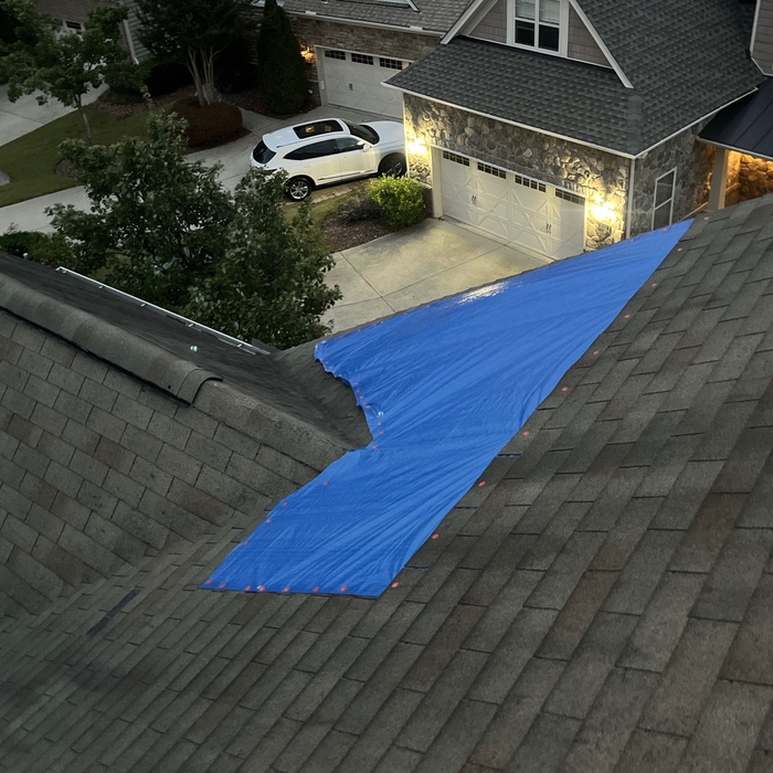 After placing the tarp