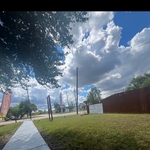 Concrete sidewalk and seamless gutters