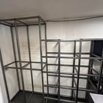 Shelving frames after being tacked up