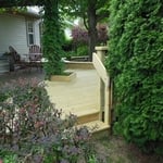 Shows existing patio