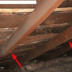 Cracked rafters in attic