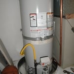 A newly installed 40 gallon residential water heater.