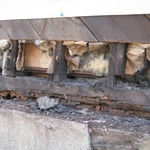 View of old foundation timbers
