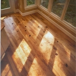 Sunroom with leaf inlays in Flaming Birch floor • Leafs are of different patterns and different woods. All leaf inlays were hand cut.