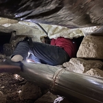 Running a gas line in a (not so fun) crawl space.