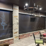 INSIDE LOOKING OUT IN LOW LIGHT AFTERNOON.
5% OPENNESS- DARK BRONZE SCREEN
