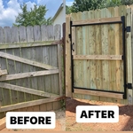 HUGE difference from the BEFORE picture of the old gate that was poorly constructed to the AFTER picture of the new gate that is built to last!
