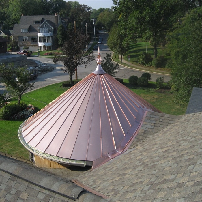 Standing seam copper on turret