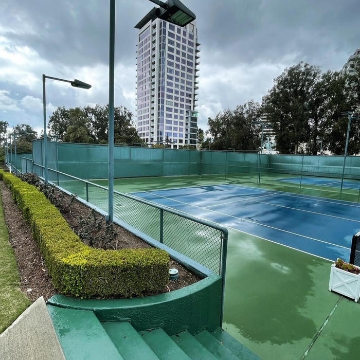 What a difference new paint for the tennis court area makes (fencing / block walls and surrounding walkways.
