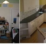 before and after custom designed kitchen