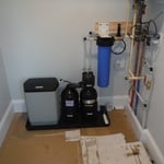 This is another example of a whole-home water filtration system that is used for a smaller home with less water usage.