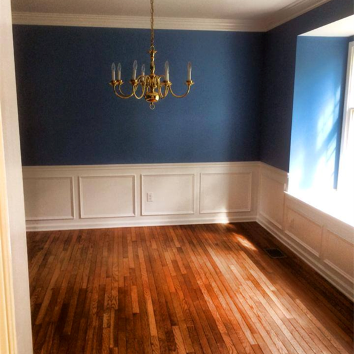 Installed wainscotting. Painted ceiling, walls and woodwork
