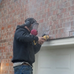 Lintel Repair in progress: removing bricks to repair lintel