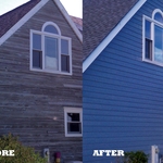 Before and after siding work by Lifetime Windows & Siding.
