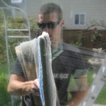 The mop and squeegee is our go-to for most window cleaning jobs. We clean windows inside and out. We clean the outside of skylights and solar panels too.