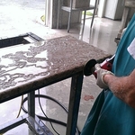 Polishing the edges of a granite top