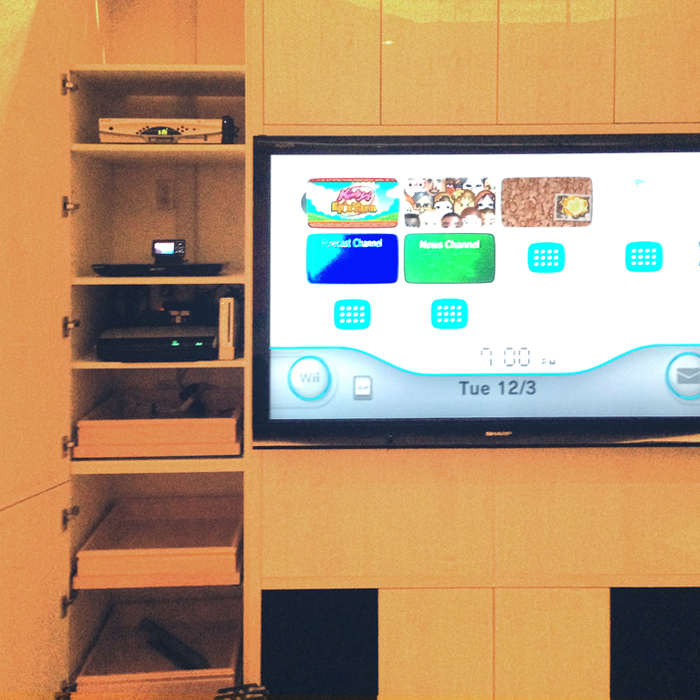 Equipment in Cabinet Next to TV