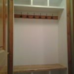 A mudroom built-in to organize a busy family: